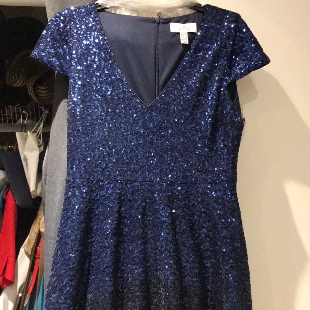 Blue black sequins cocktail dress